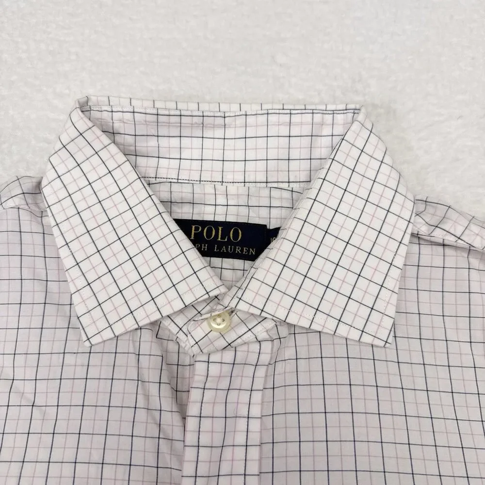 Polo Ralph Lauren Dress Shirt Men’s Size 16 / 33 White Pink Checks Career Office - Picture 3 of 8